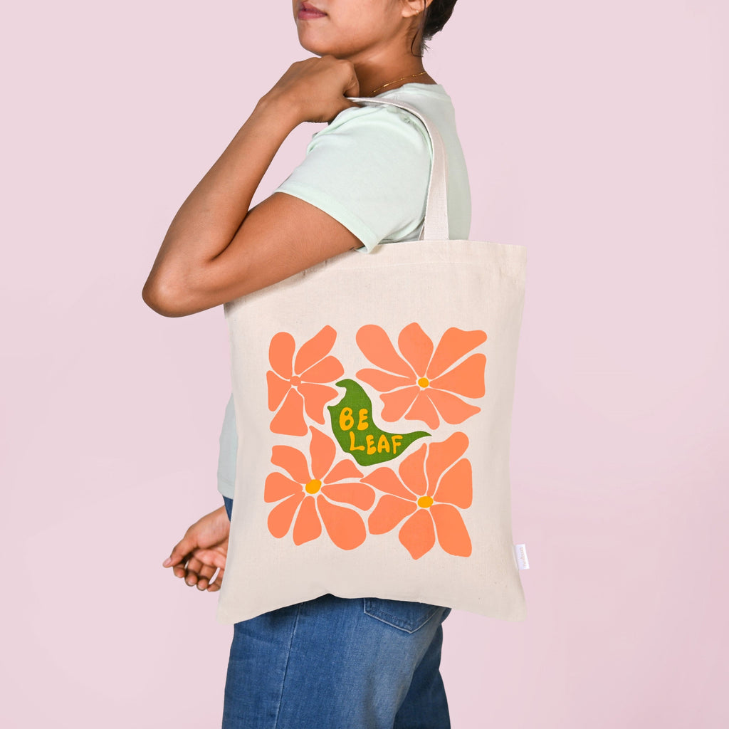 Flower Power Reusable Printed Canvas Tote Bag Set Of 2 Nestasia