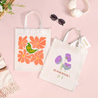 Flower Power Reusable Printed Canvas Tote Bag Set Of 2 Nestasia