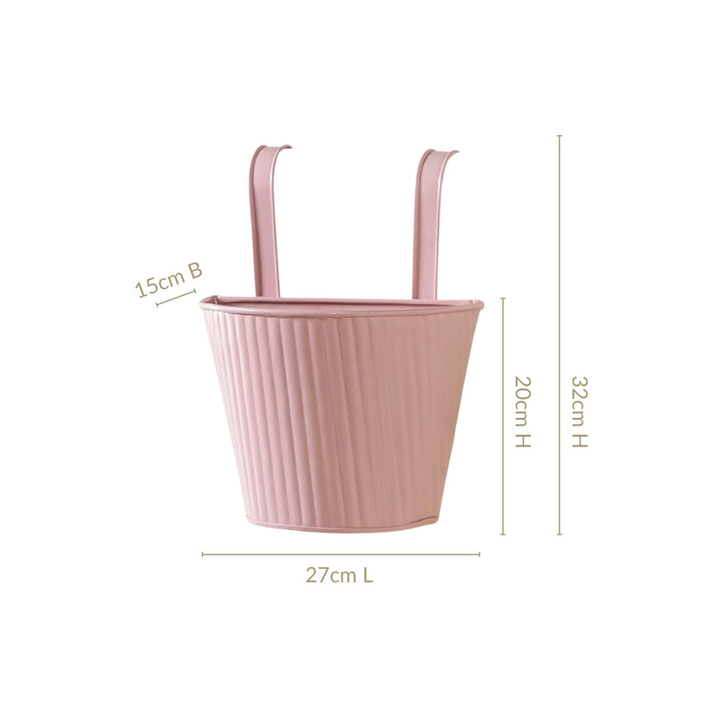 Ribbed Hanging Planter Set Of 2 Dusty Pink Nestasia