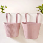 Ribbed Hanging Planter Set Of 2 Dusty Pink Nestasia