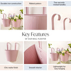 Ribbed Hanging Planter Set Of 2 Dusty Pink Nestasia