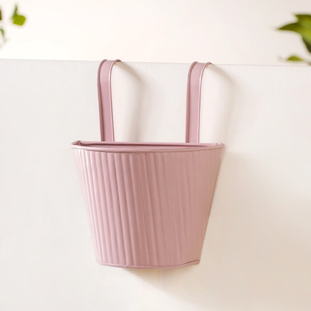 Ribbed Hanging Planter Set Of 2 Dusty Pink Nestasia