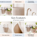 Ribbed Hanging Planter Set Of 2 Taupe Nestasia