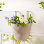 Ribbed Hanging Planter Set Of 2 Taupe Nestasia