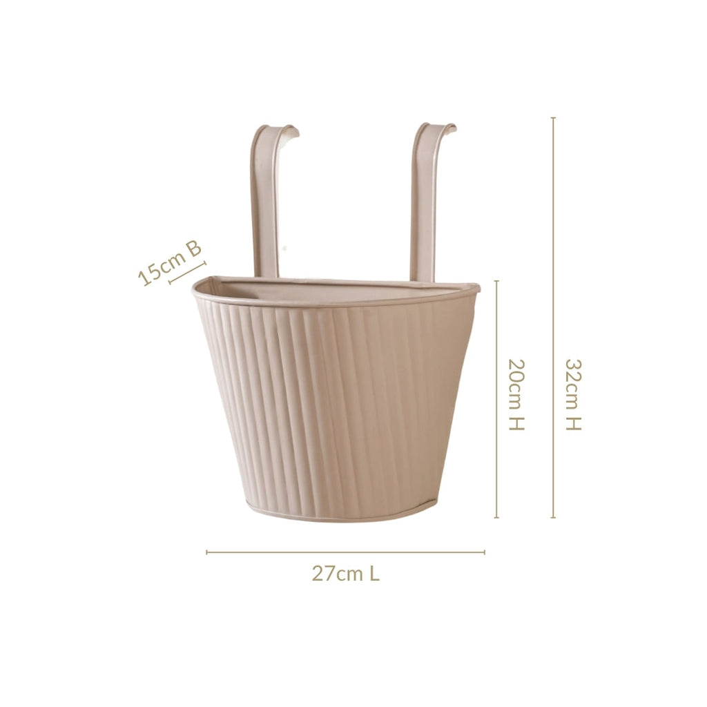 Ribbed Hanging Planter Set Of 2 Taupe Nestasia