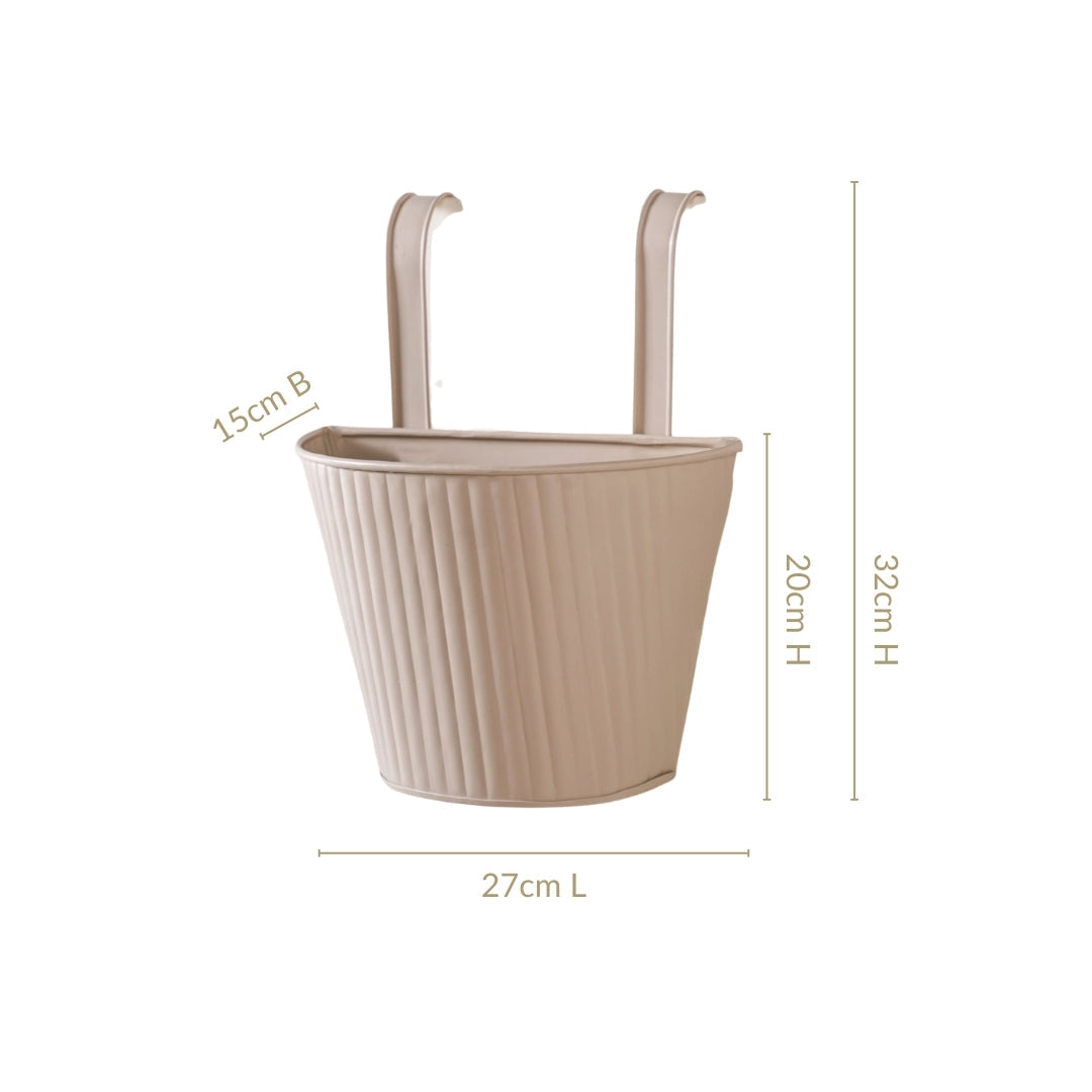 Ribbed Hanging Planter Set Of 2 Taupe Nestasia