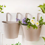Ribbed Hanging Planter Set Of 2 Taupe Nestasia
