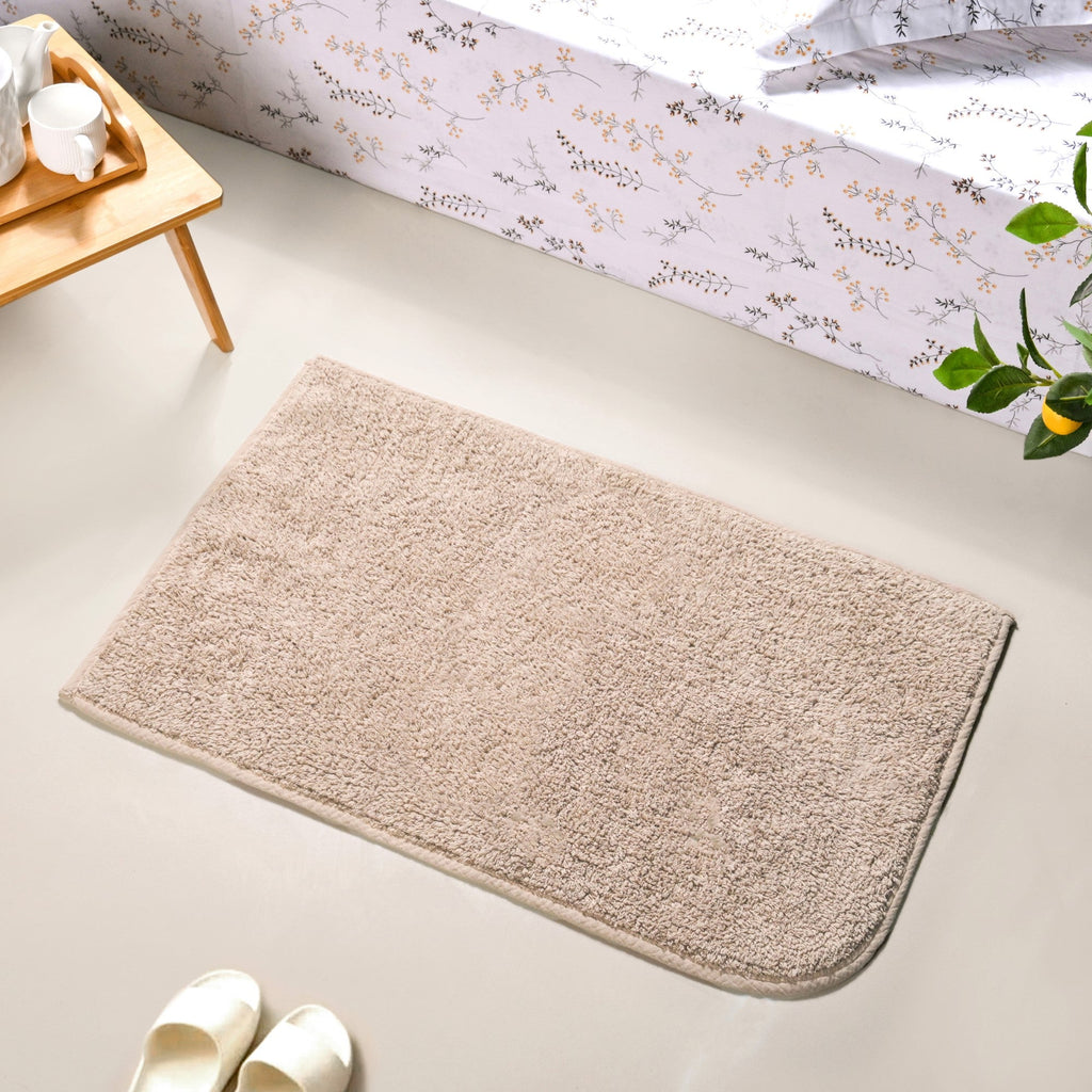 Ribbed Reversible Cotton Floor Mat Beige 82x50cm Nestasia