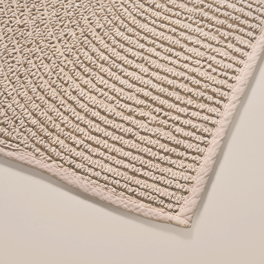 Ribbed Reversible Cotton Floor Mat Beige 82x50cm Nestasia