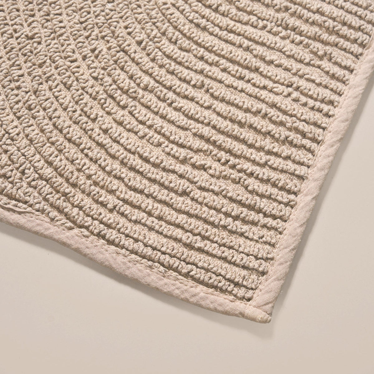 Ribbed Reversible Cotton Floor Mat Beige 82x50cm Nestasia