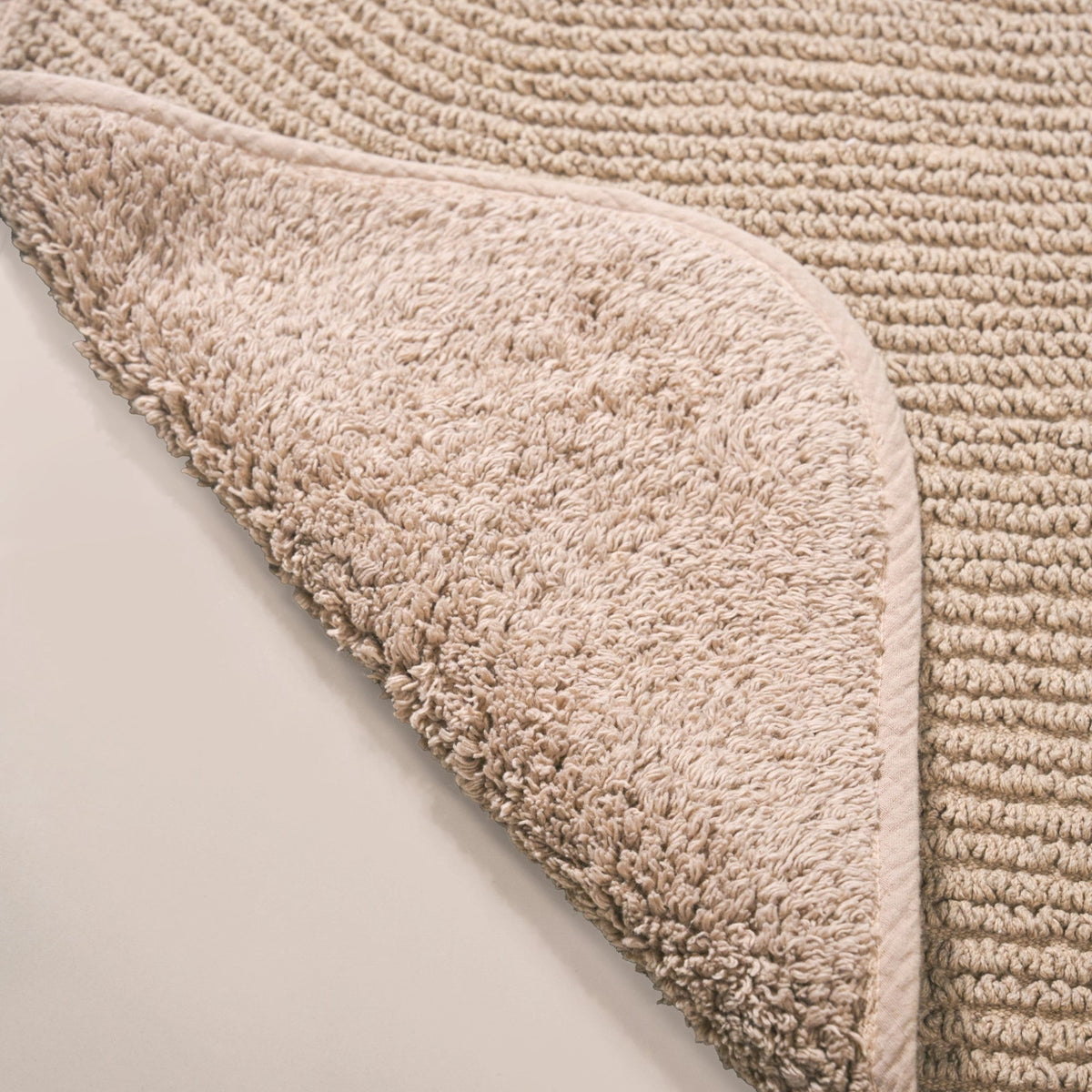 Ribbed Reversible Cotton Floor Mat Beige 82x50cm Nestasia