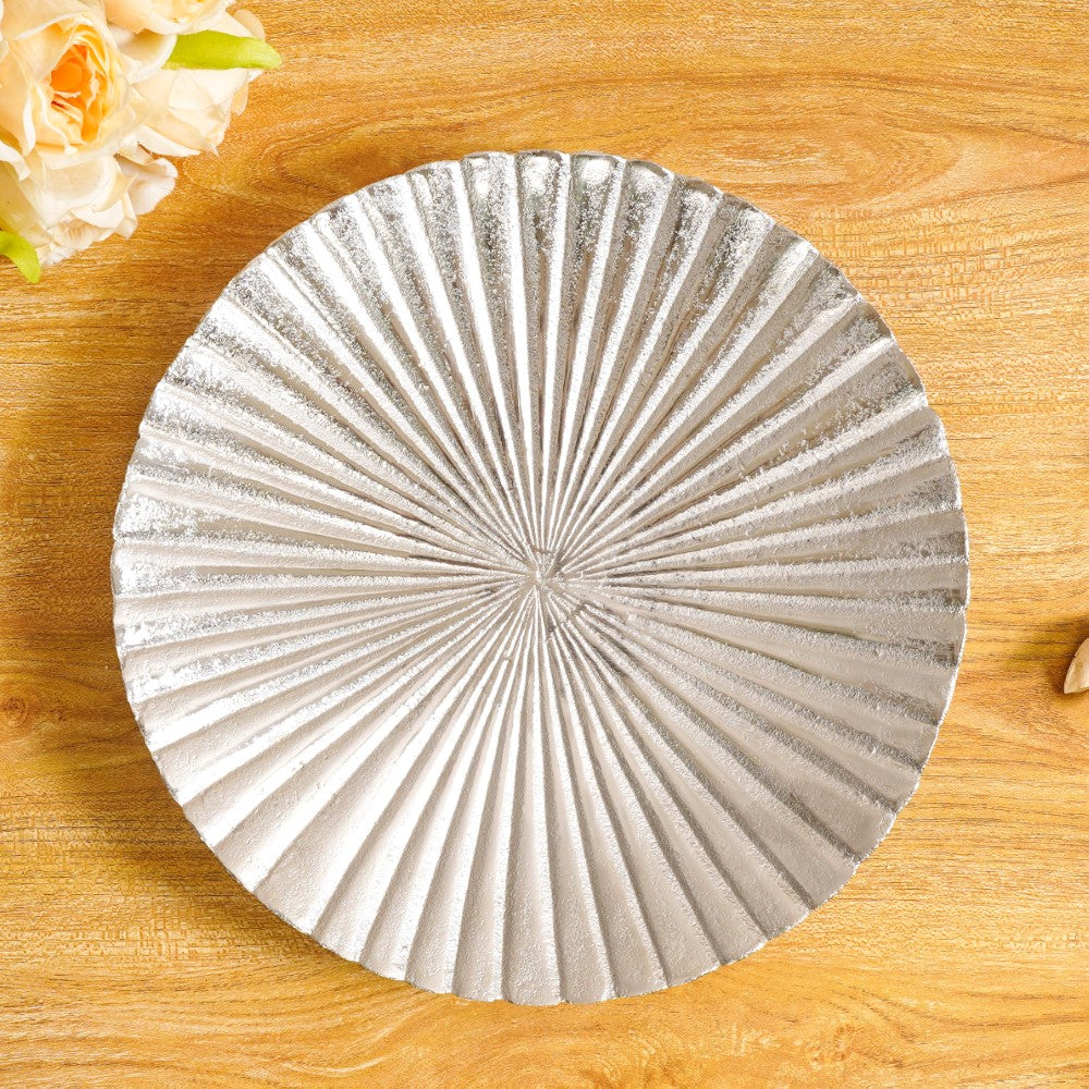 Ribbed Platter Silver 29cm Nestasia