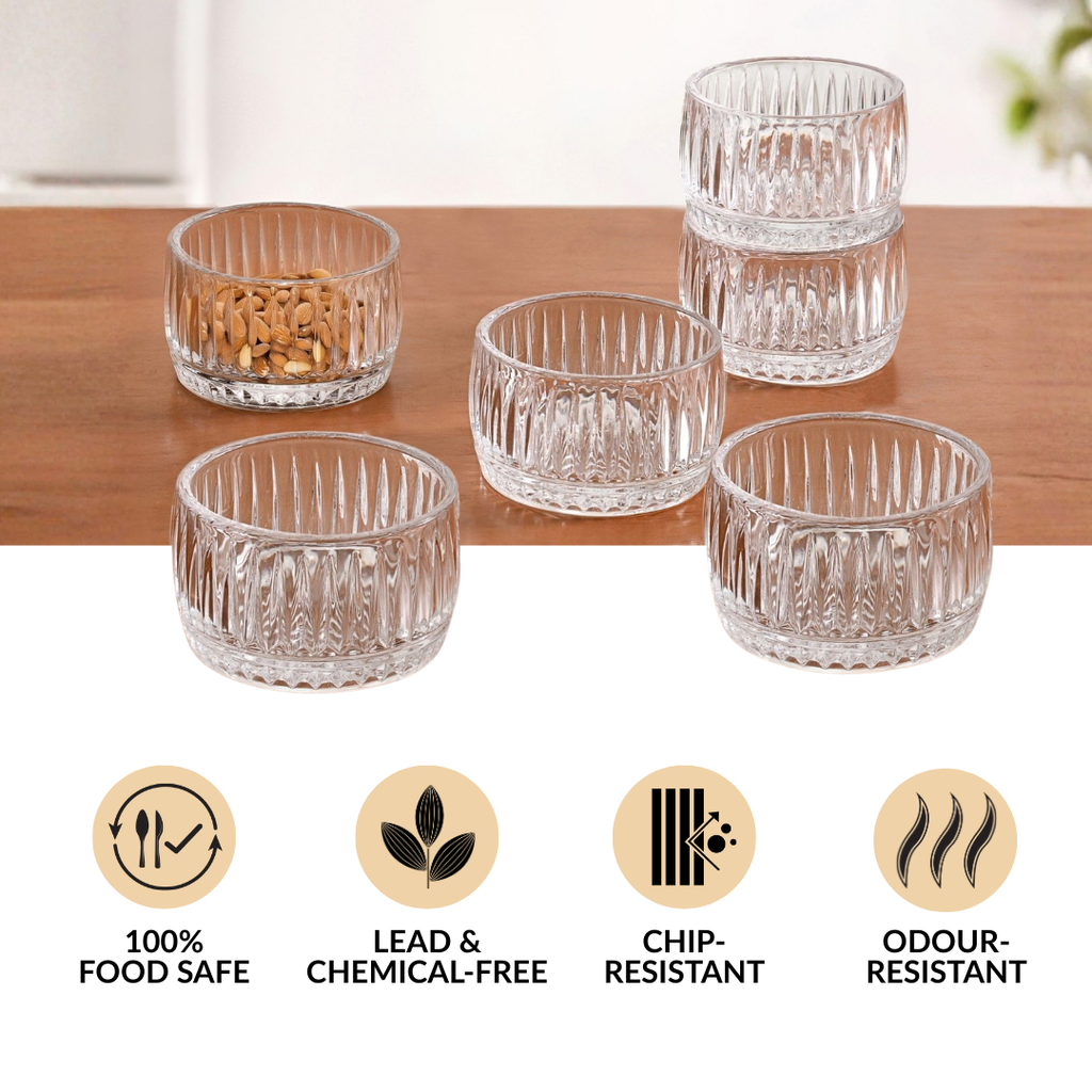 Ribbed Dessert Bowl Set Of 6 160ml Nestasia