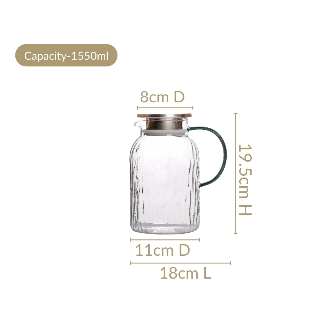 Tree Bark Texture Glass Jug 1550ml Nestasia