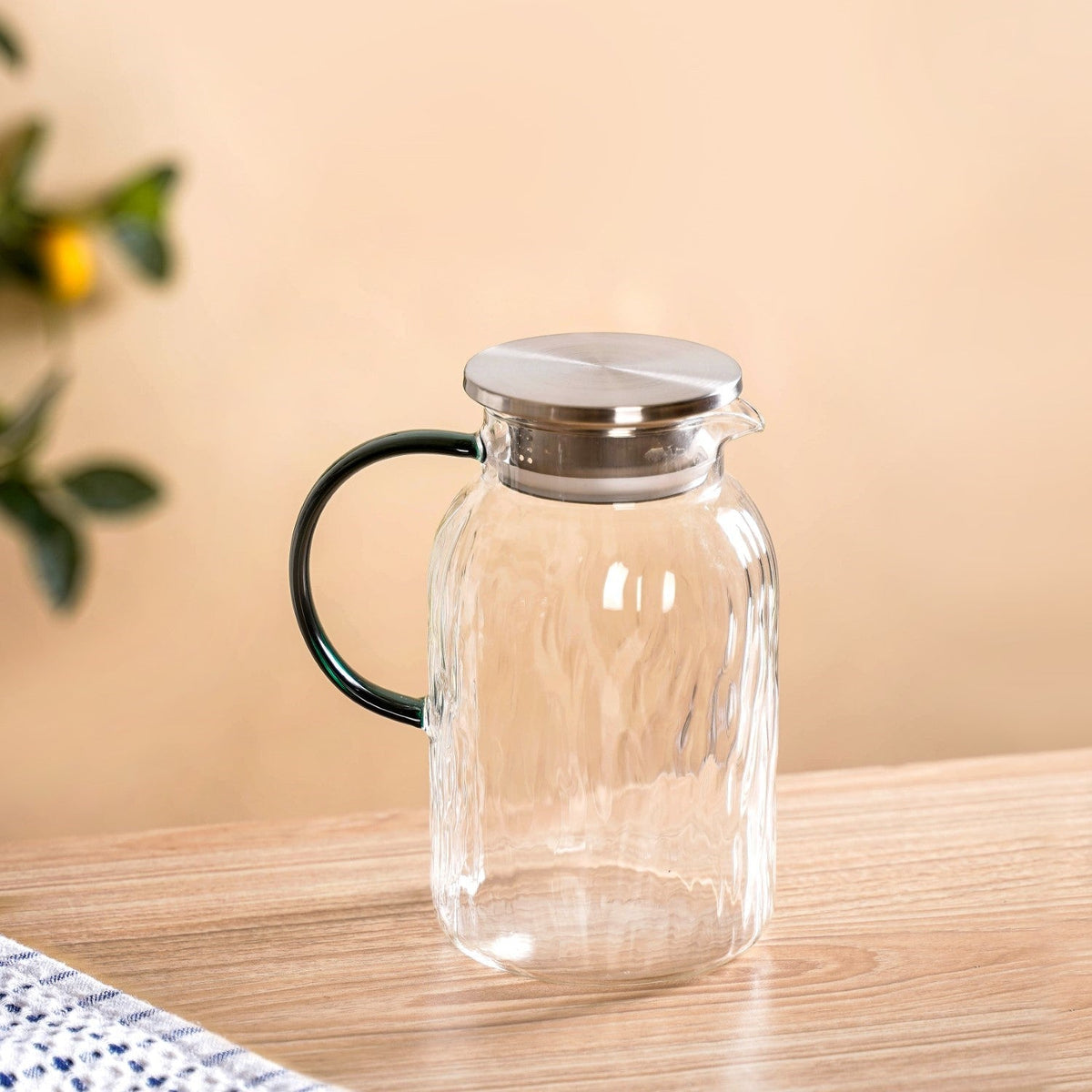 Tree Bark Texture Glass Jug 1550ml Nestasia