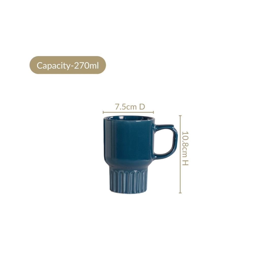 Ribelle Ceramic Stackable Mug Set Of 4 Deep Blue 270ml Nestasia