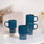Ribelle Ceramic Stackable Mug Set Of 4 Deep Blue 270ml Nestasia