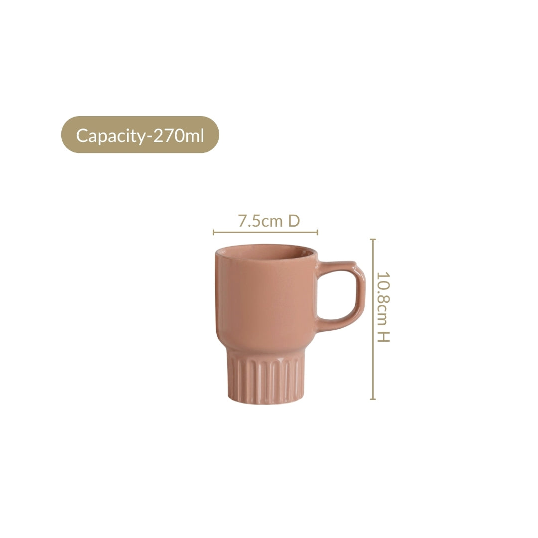 Ribelle Ceramic Stackable Mug Set Of 4 Dusty Pink 270ml Nestasia