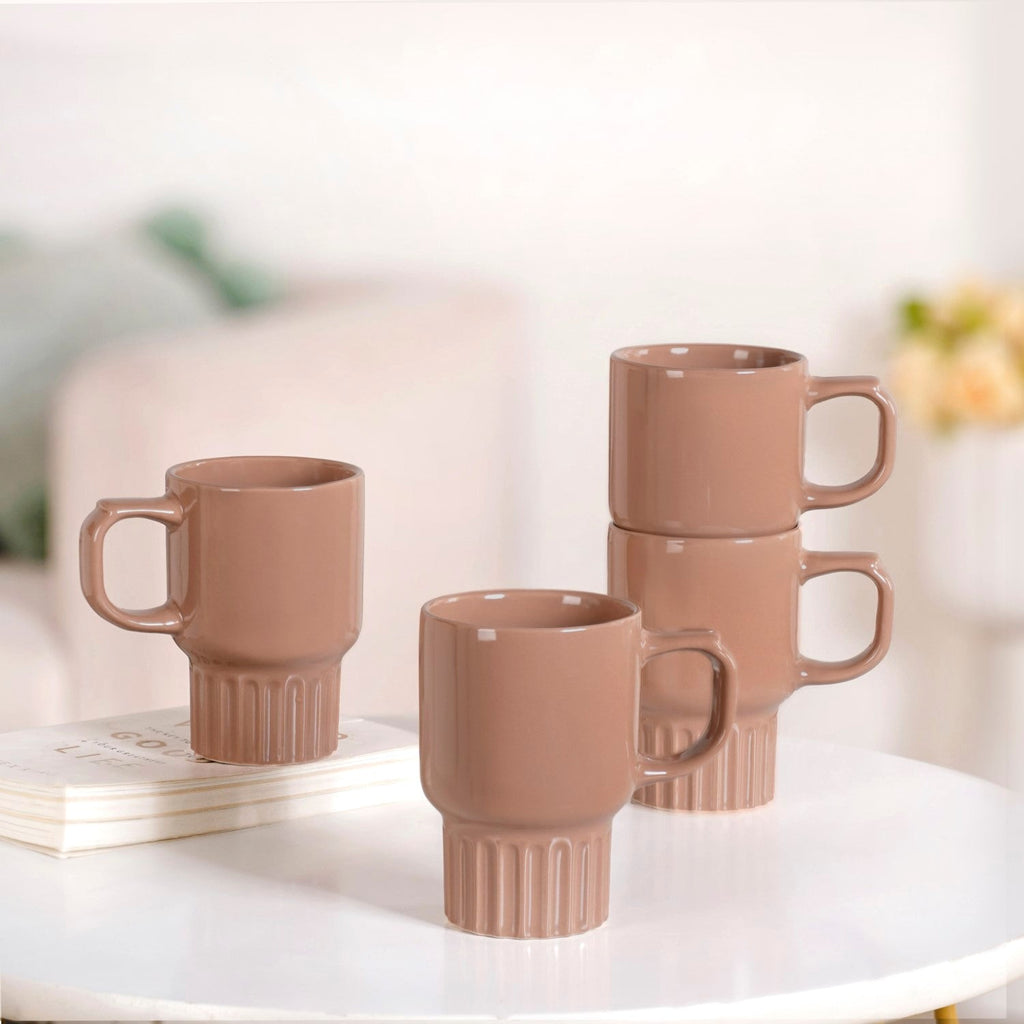 Ribelle Ceramic Stackable Mug Set Of 4 Dusty Pink 270ml Nestasia