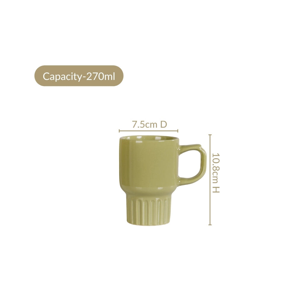 Ribelle Ceramic Stackable Mug Set Of 4 Olive Green 270ml Nestasia