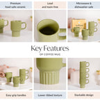 Ribelle Ceramic Stackable Mug Set Of 4 Olive Green 270ml Nestasia