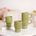 Ribelle Ceramic Stackable Mug Set Of 4 Olive Green 270ml Nestasia