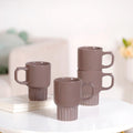 Ribelle Ceramic Stackable Mug Set Of 4 Taupe 270ml Nestasia