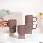 Ribelle Ceramic Stackable Mug Set Of 4 Taupe 270ml Nestasia