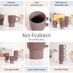 Ribelle Ceramic Stackable Mug Set Of 4 Taupe 270ml Nestasia