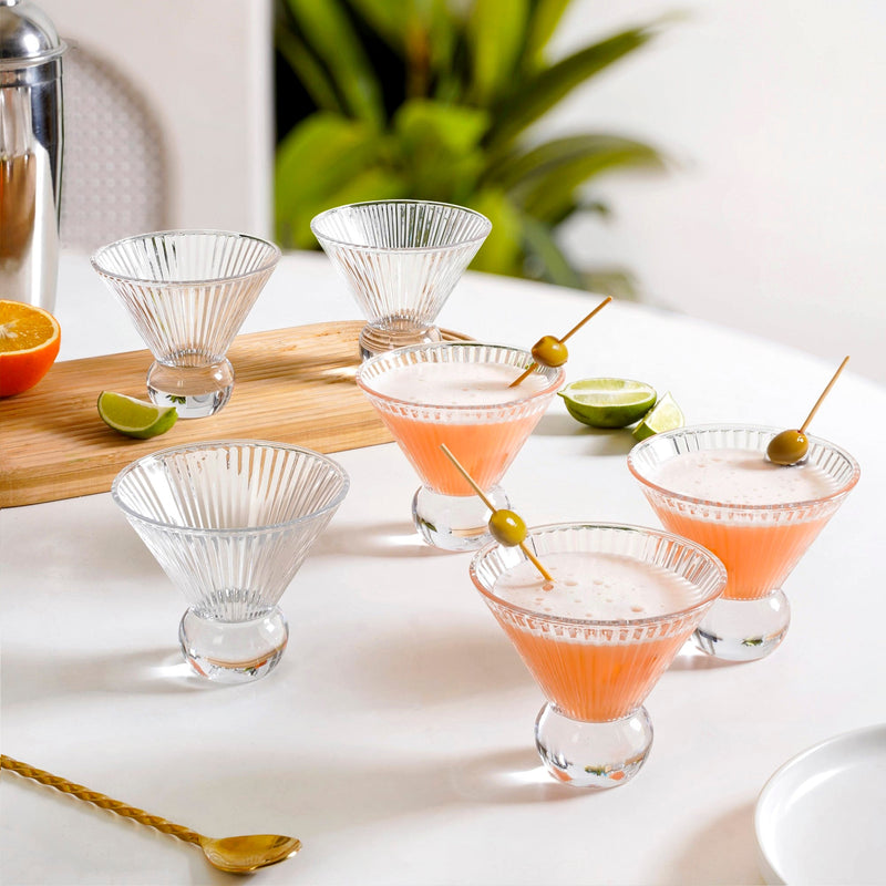 Ridged Cocktail Glass Set Of 6 180ml Nestasia