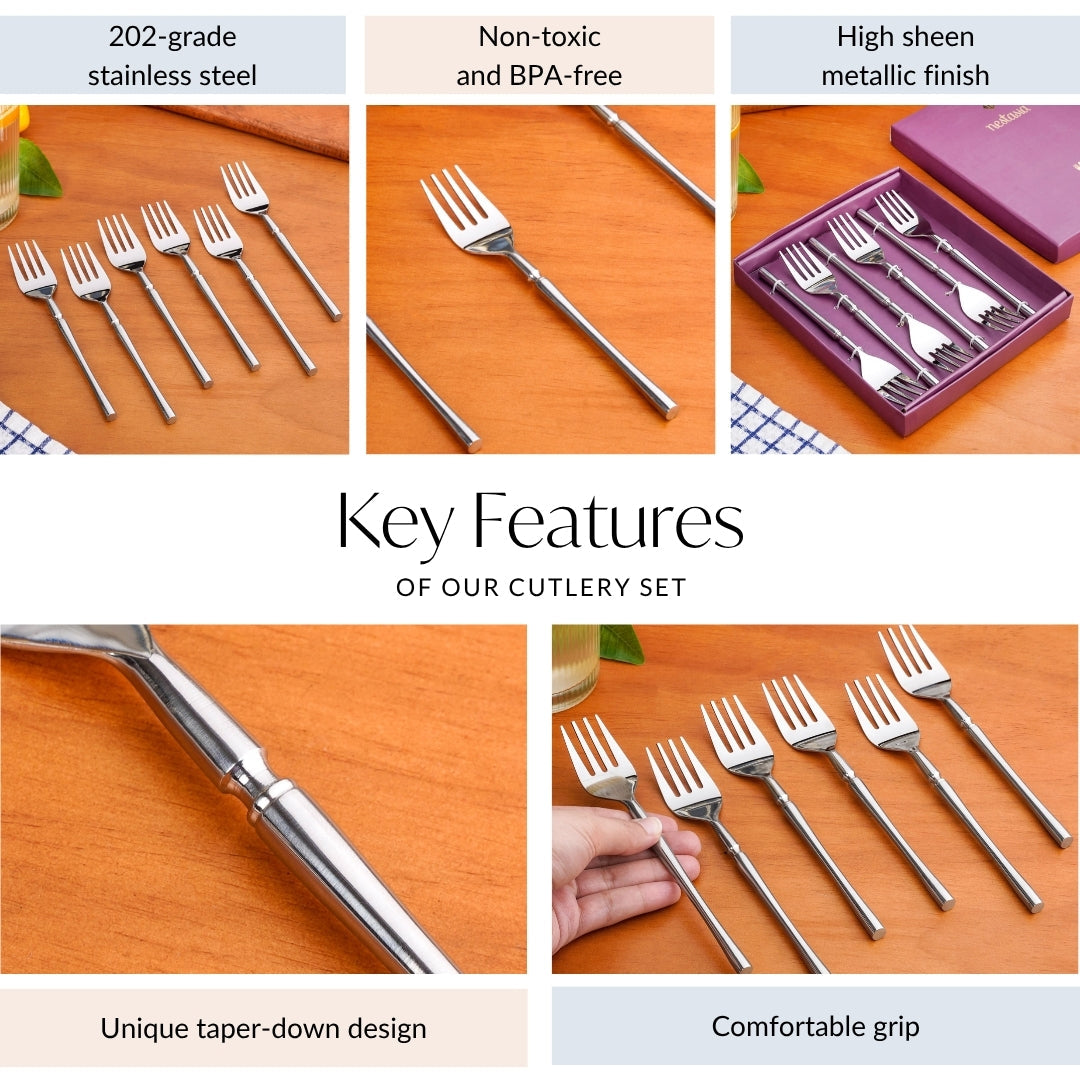 Minimalist Stainless Steel Fork Set Of 6 Nestasia