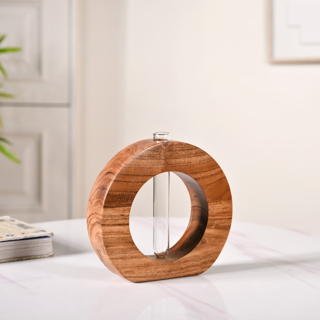 Ring Table Top Test Tube Wooden Vase Nestasia