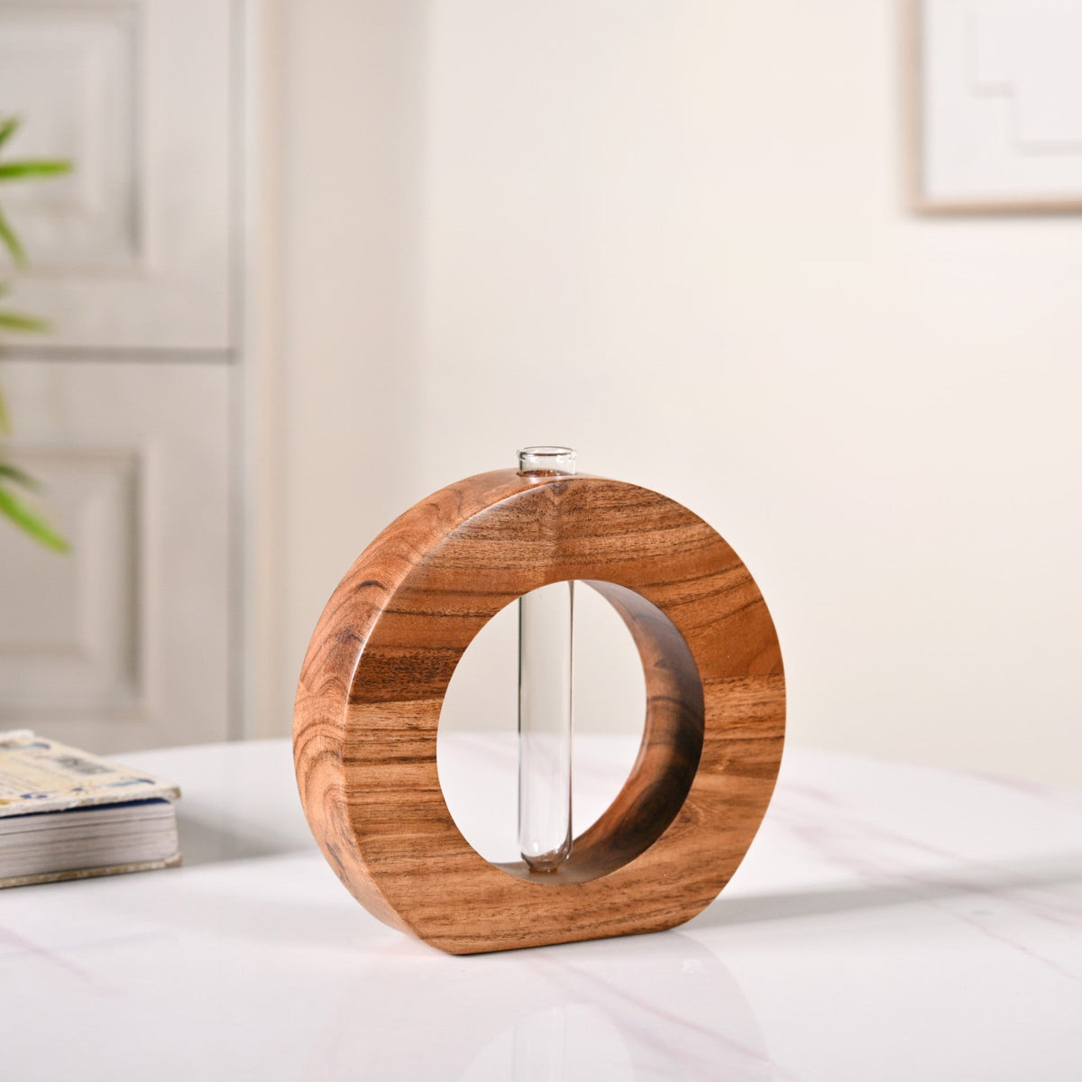 Ring Table Top Test Tube Wooden Vase Nestasia
