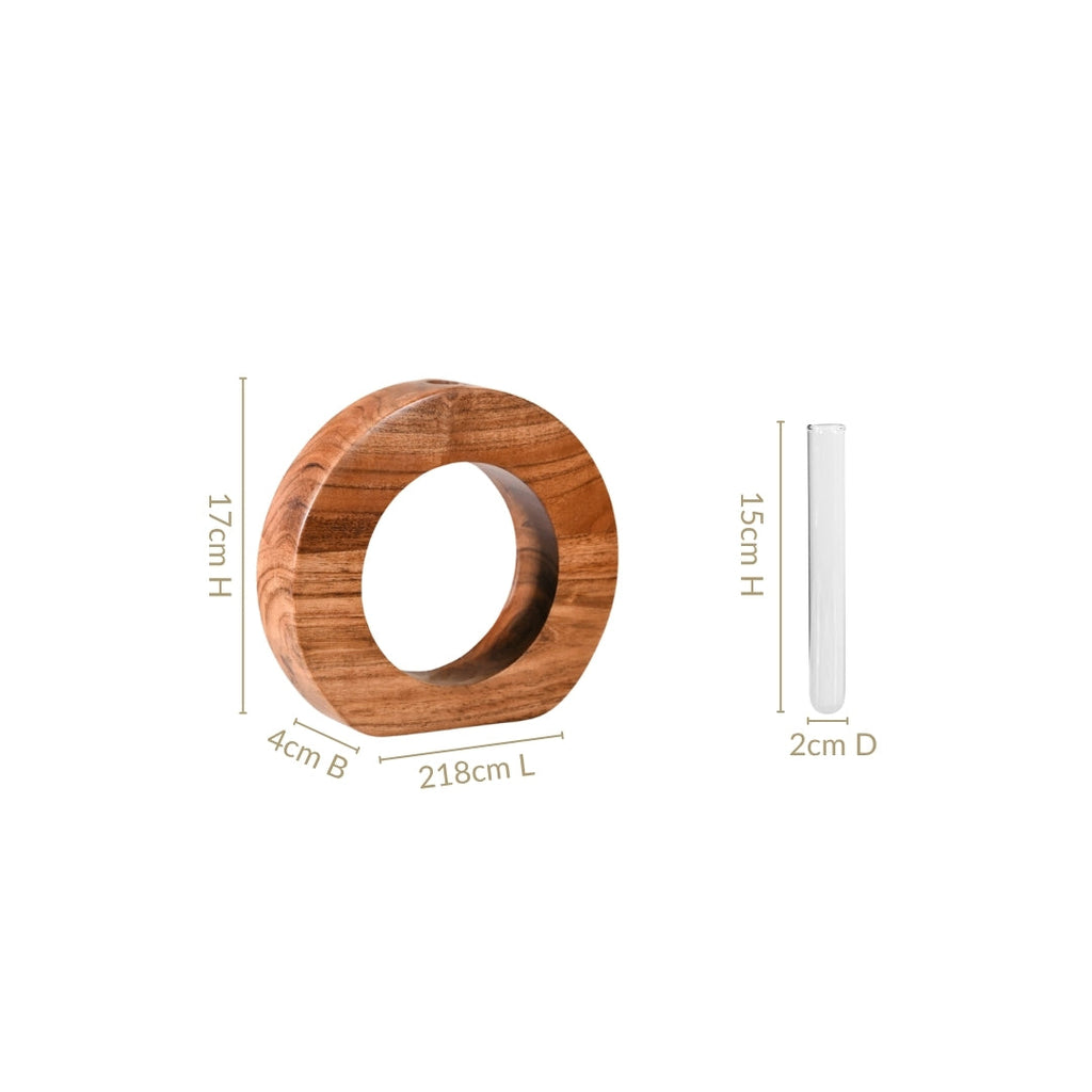 Ring Table Top Test Tube Wooden Vase Nestasia