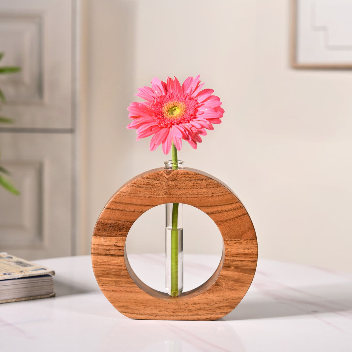 Ring Table Top Test Tube Wooden Vase Nestasia