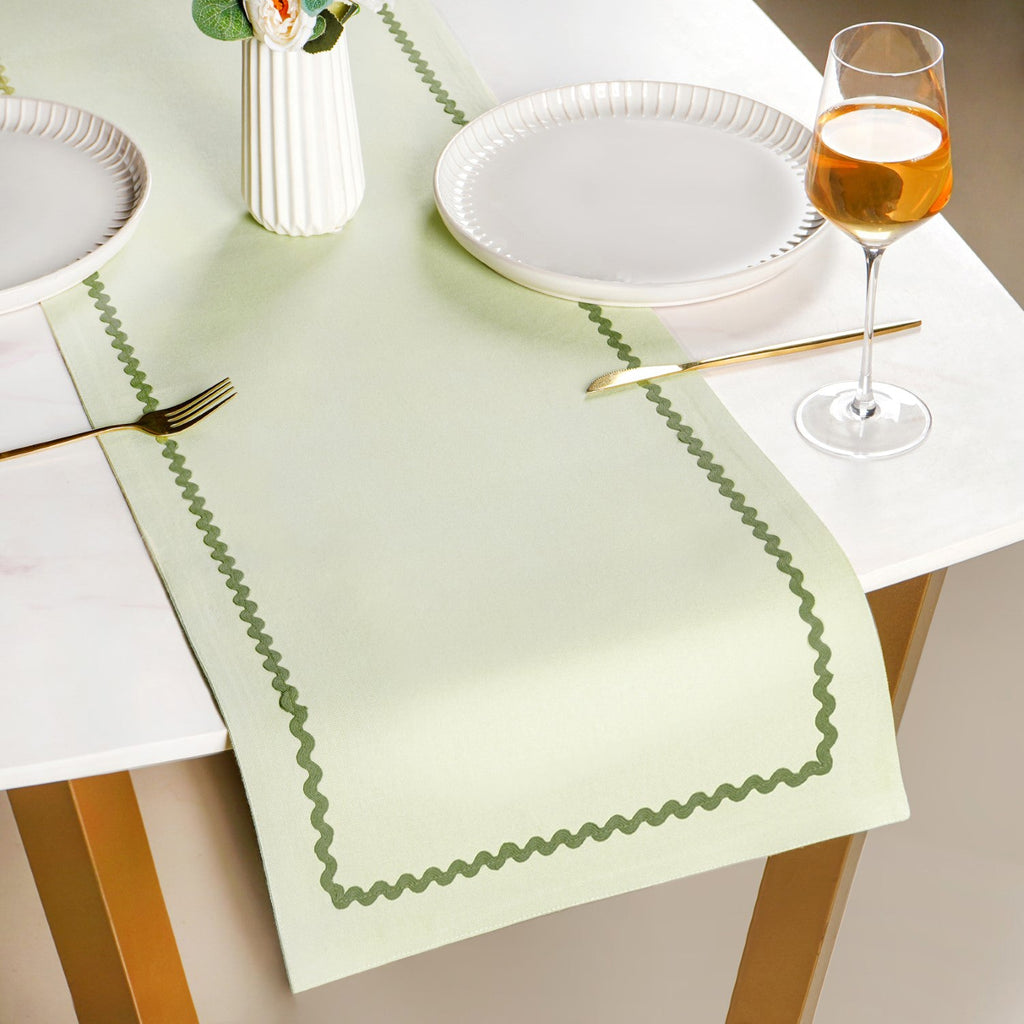 Isabelle 6 Seater Table Runner Green 183x36cm Nestasia