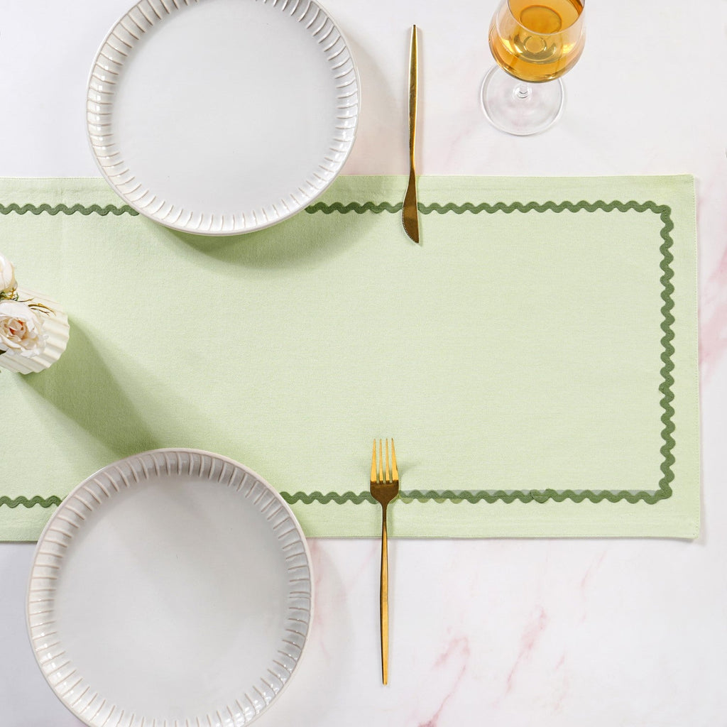 Isabelle 6 Seater Table Runner Green 183x36cm Nestasia