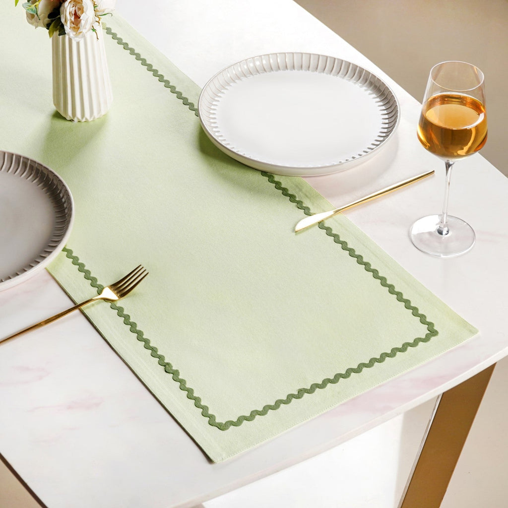 Isabelle 6 Seater Table Runner Green 183x36cm Nestasia