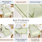 Isabelle 6 Seater Table Runner Green 183x36cm Nestasia
