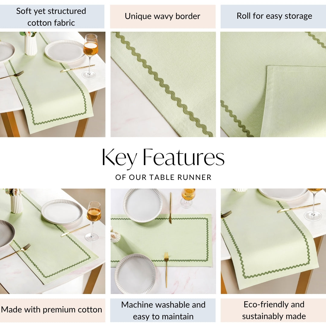 Isabelle 6 Seater Table Runner Green 183x36cm Nestasia