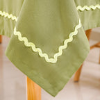 Isabelle Rick Rack Green 6 Seater Cotton Table Cloth 217x163cm Nestasia