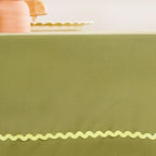 Isabelle Rick Rack Green 6 Seater Cotton Table Cloth 217x163cm Nestasia