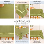 Isabelle Rick Rack Green 6 Seater Cotton Table Cloth 217x163cm Nestasia