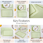 Isabelle Rick Rack Green Cotton Placemat Set Of 4 Nestasia