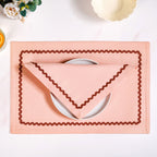 Madeline Peach Cotton Napkin Set Of 6 With Rick Rack Nestasia