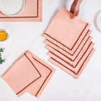 Madeline Peach Cotton Napkin Set Of 6 With Rick Rack Nestasia