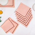 Madeline Peach Cotton Napkin Set Of 6 With Rick Rack Nestasia