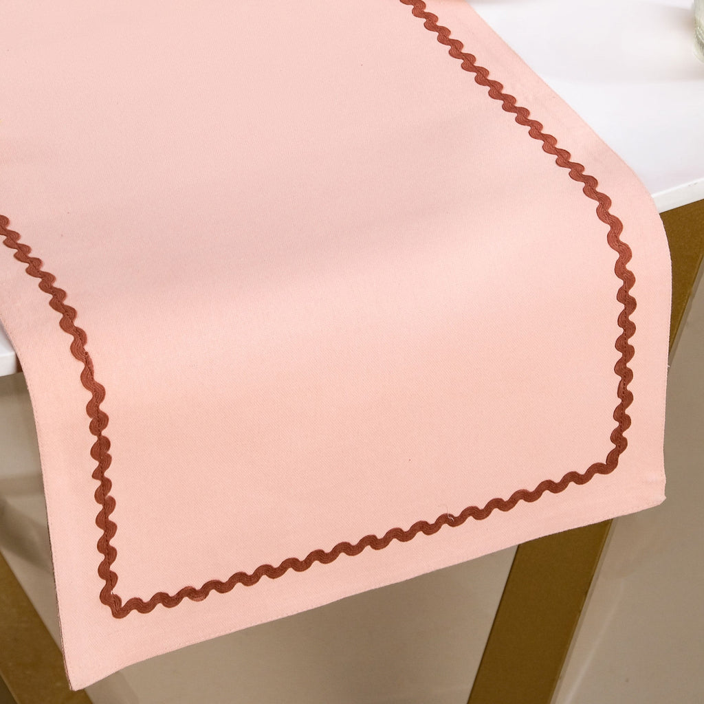 Madeline Rick Rack Cotton Table Runner Peach 183x36cm Nestasia