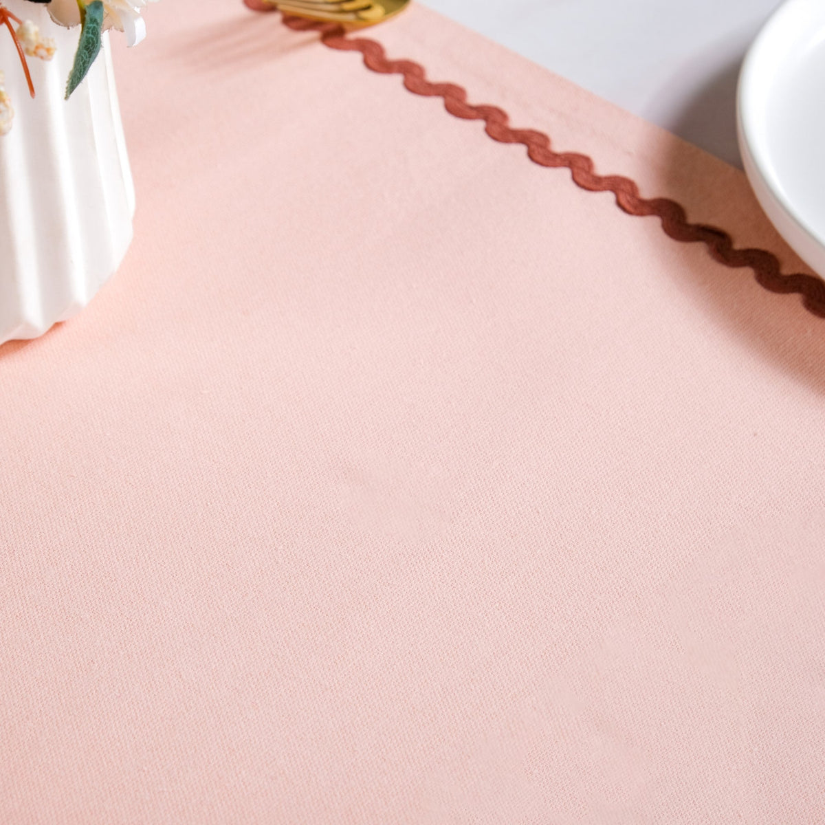 Madeline Rick Rack Cotton Table Runner Peach 183x36cm Nestasia
