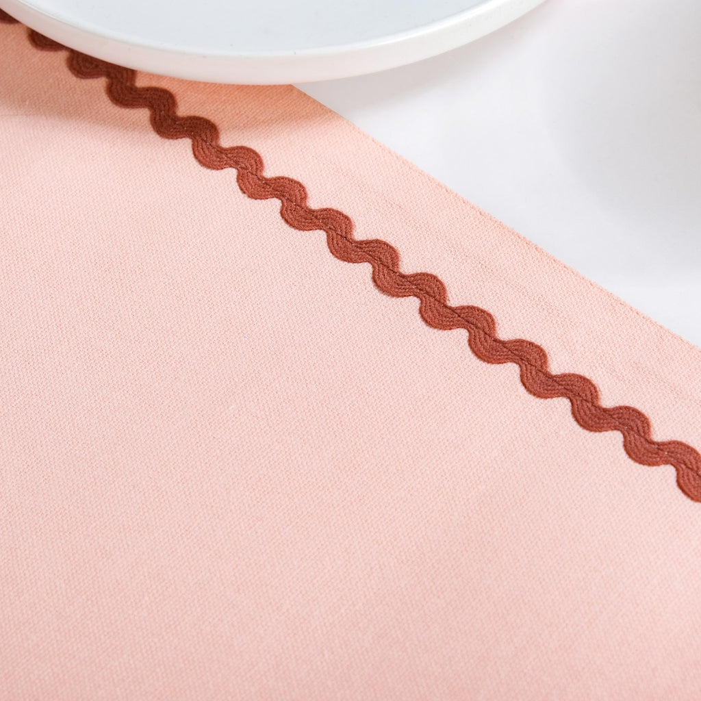 Madeline Rick Rack Cotton Table Runner Peach 183x36cm Nestasia